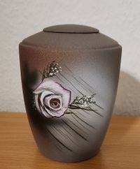 0,5 l Keramikurne lila mit Rose
